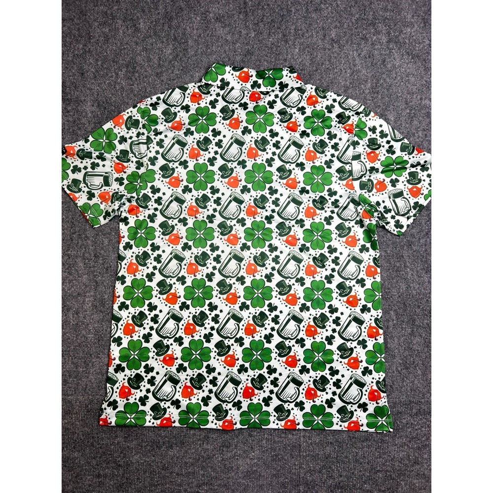Yatta Golf Mens Large Leprechaun Luck Polo Shirt St Patricks Day‎ Green Clover - Picture 8 of 10